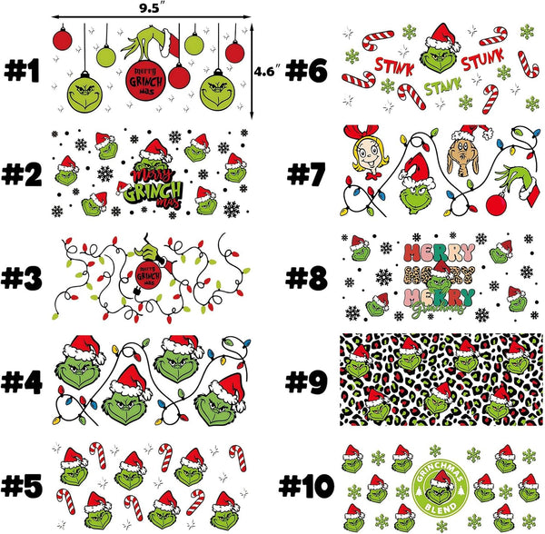 UV DTF Grinch Christmas Wrap (10 Options)