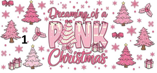 UV DTF Pink Christmas Wrap (8 Options)