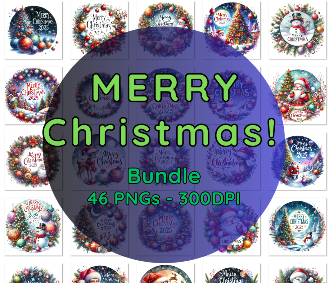 2025 Merry Christmas Watercolor Download Bundle