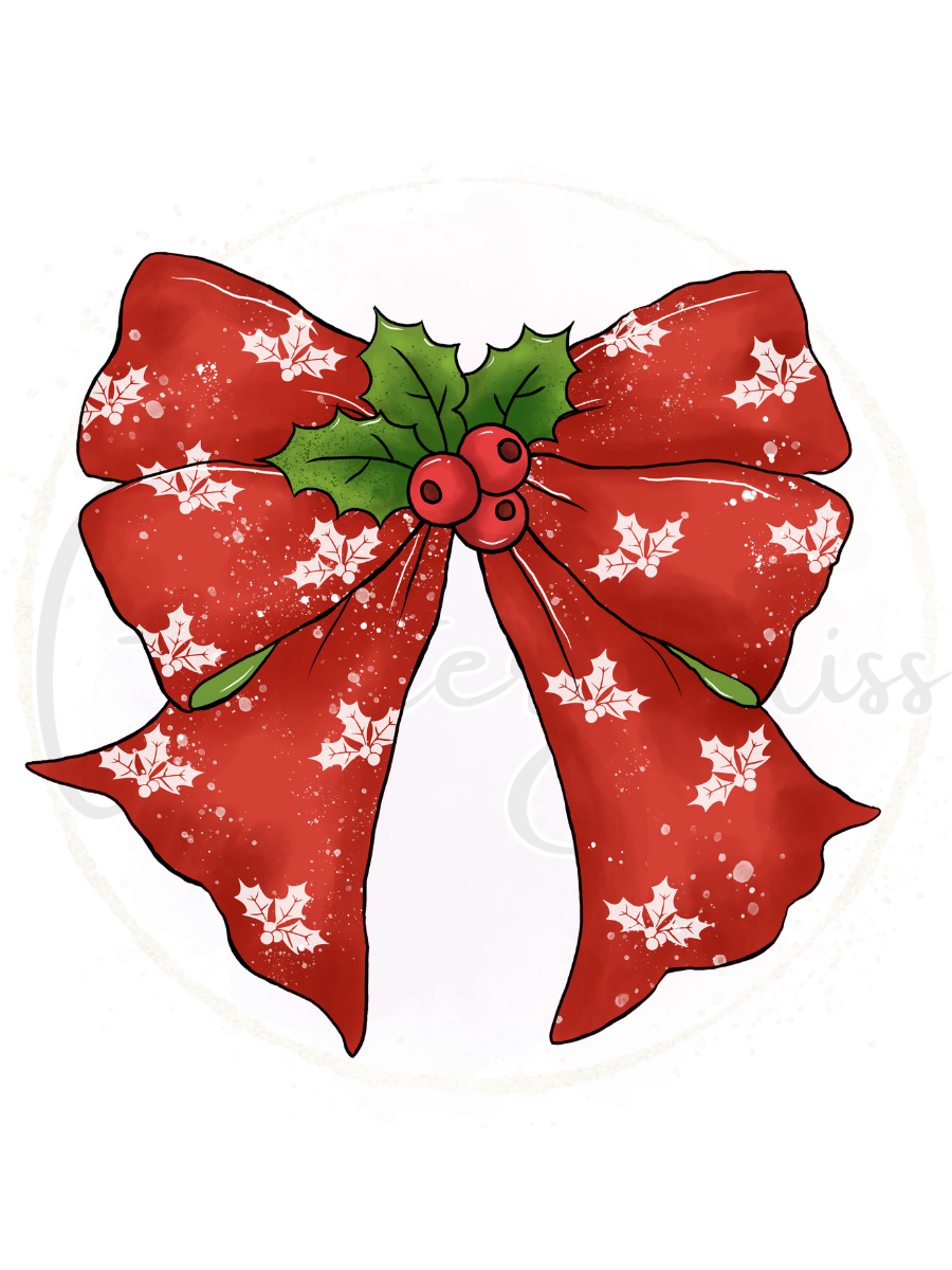 Printed Decal-Red and Green bow