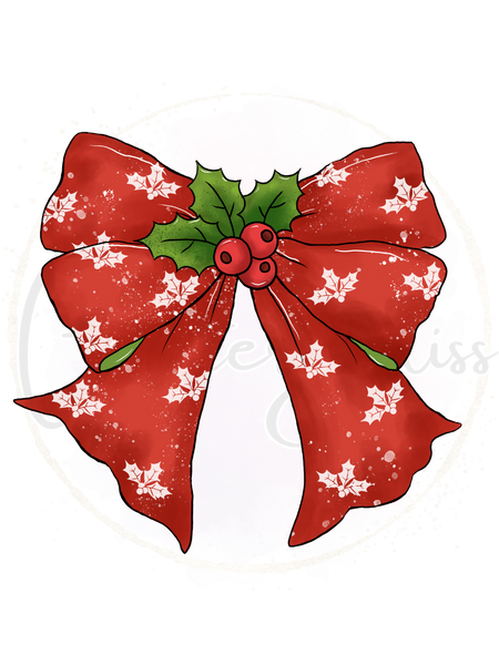 Printed Decal-Red and Green bow
