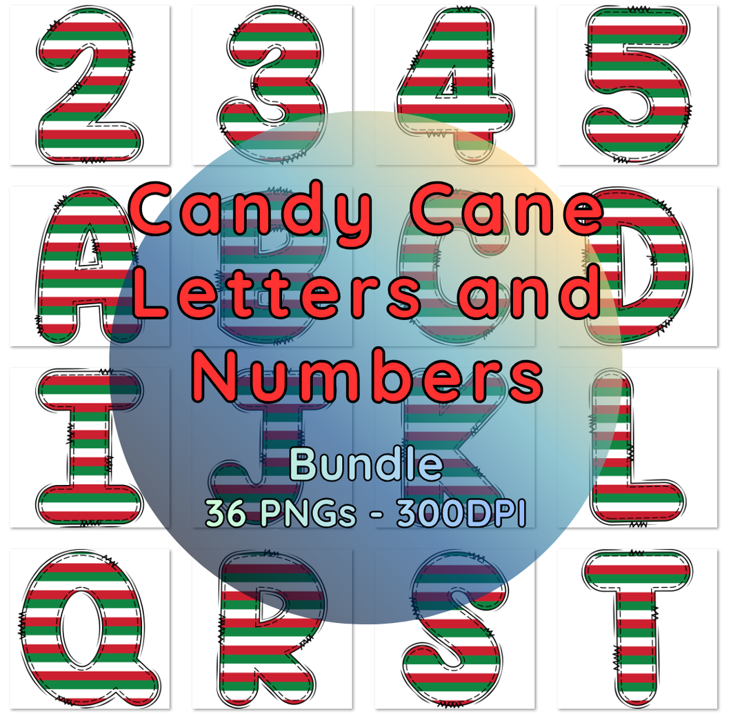 Candy Cane Letters and Numbers Download Bundle