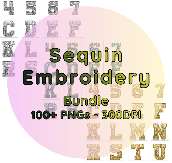 Sequin Embroidery Letters Download Bundle