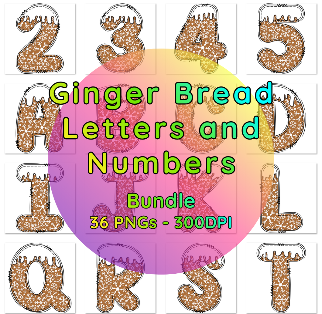 Ginger Bread Letters and Numbers Download Bundle