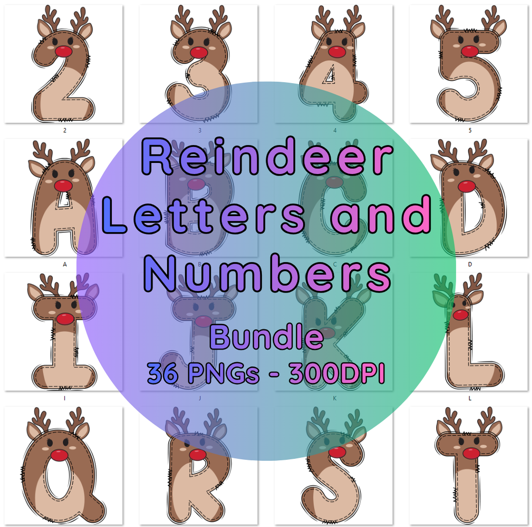 Reindeer Letters and Numbers Download Bundle