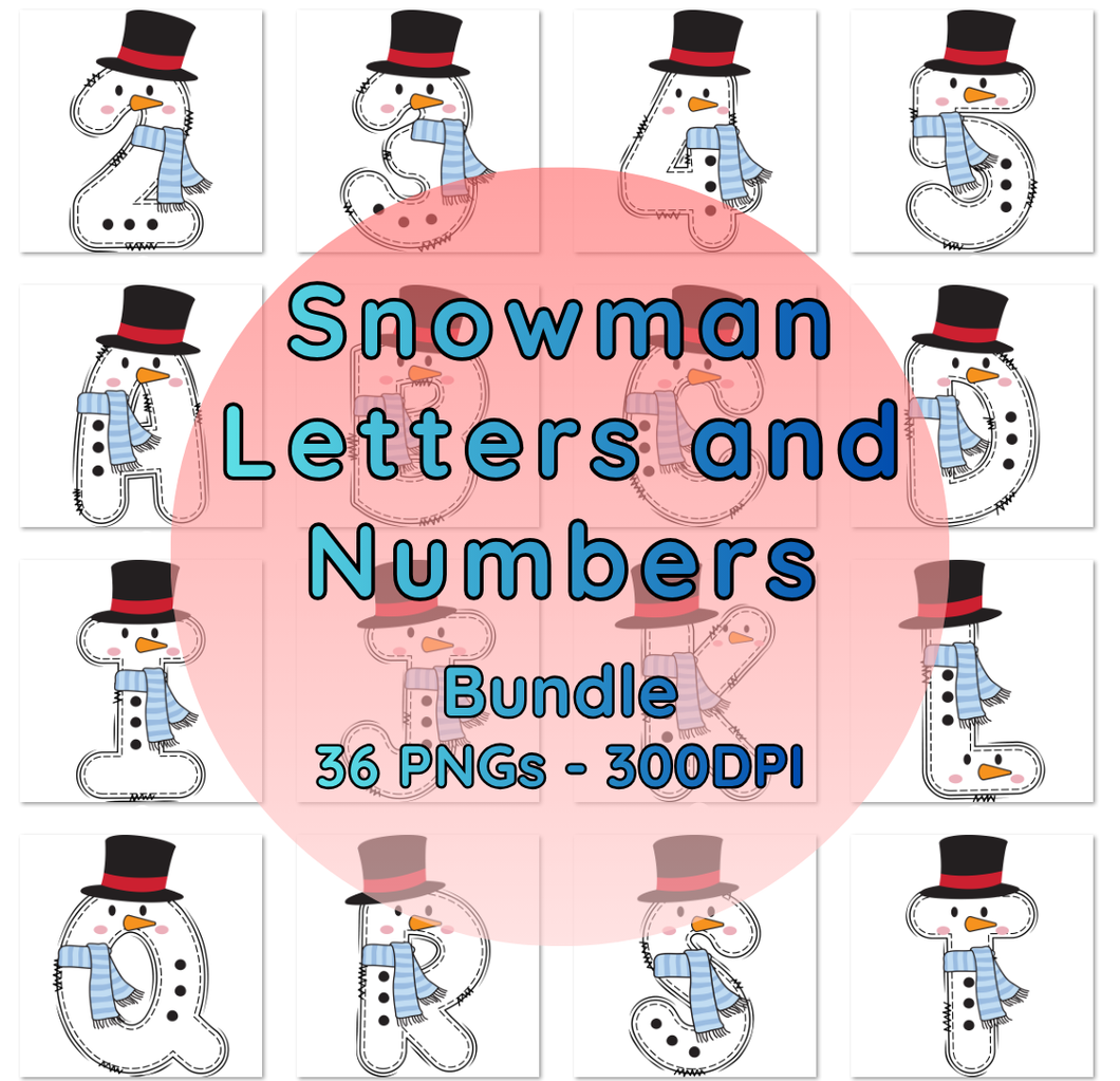 Snowman Letters and Numbers Download Bundle