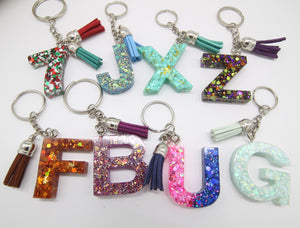 GlitterBliss Custom Letter Keychain